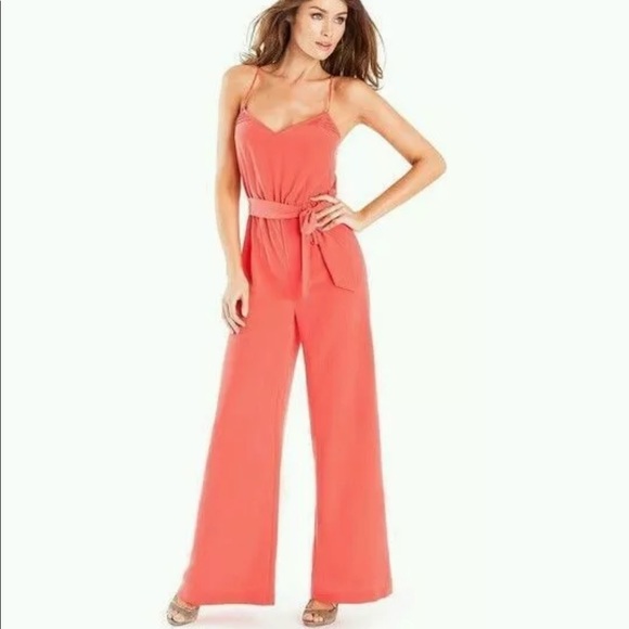 Guess by Marciano Wide Leg Bright Coral Jumpsuit - Picture 1 of 4